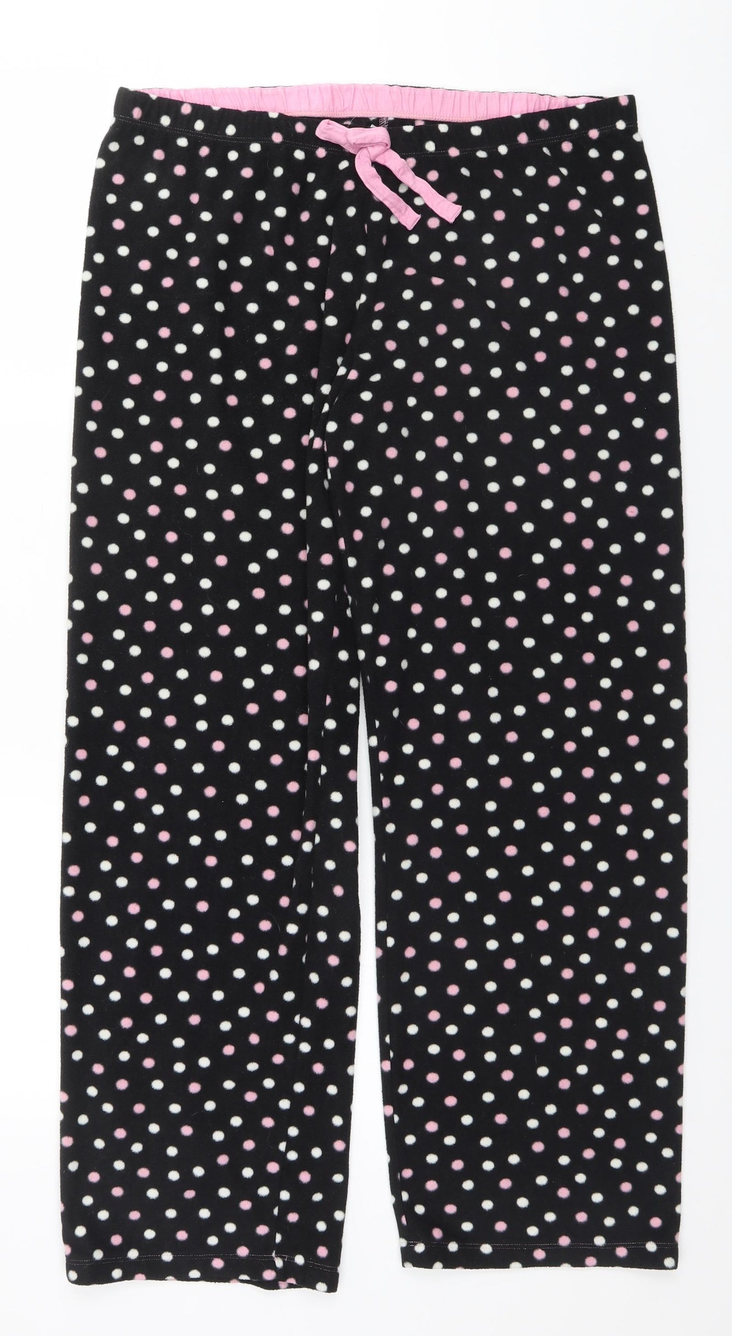 Marks and Spencer Womens Black Polka Dot Polyester  Pyjama Pants Size 12