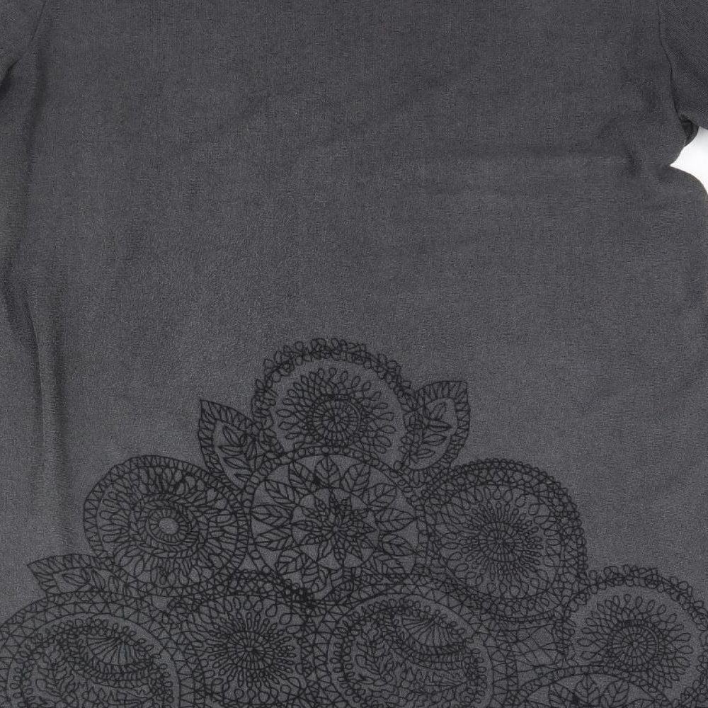 Klass Womens Grey Round Neck Floral Polyester Pullover Jumper Size L