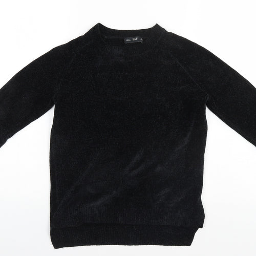 F&F Womens Black Round Neck  Polyester Pullover Jumper Size 6