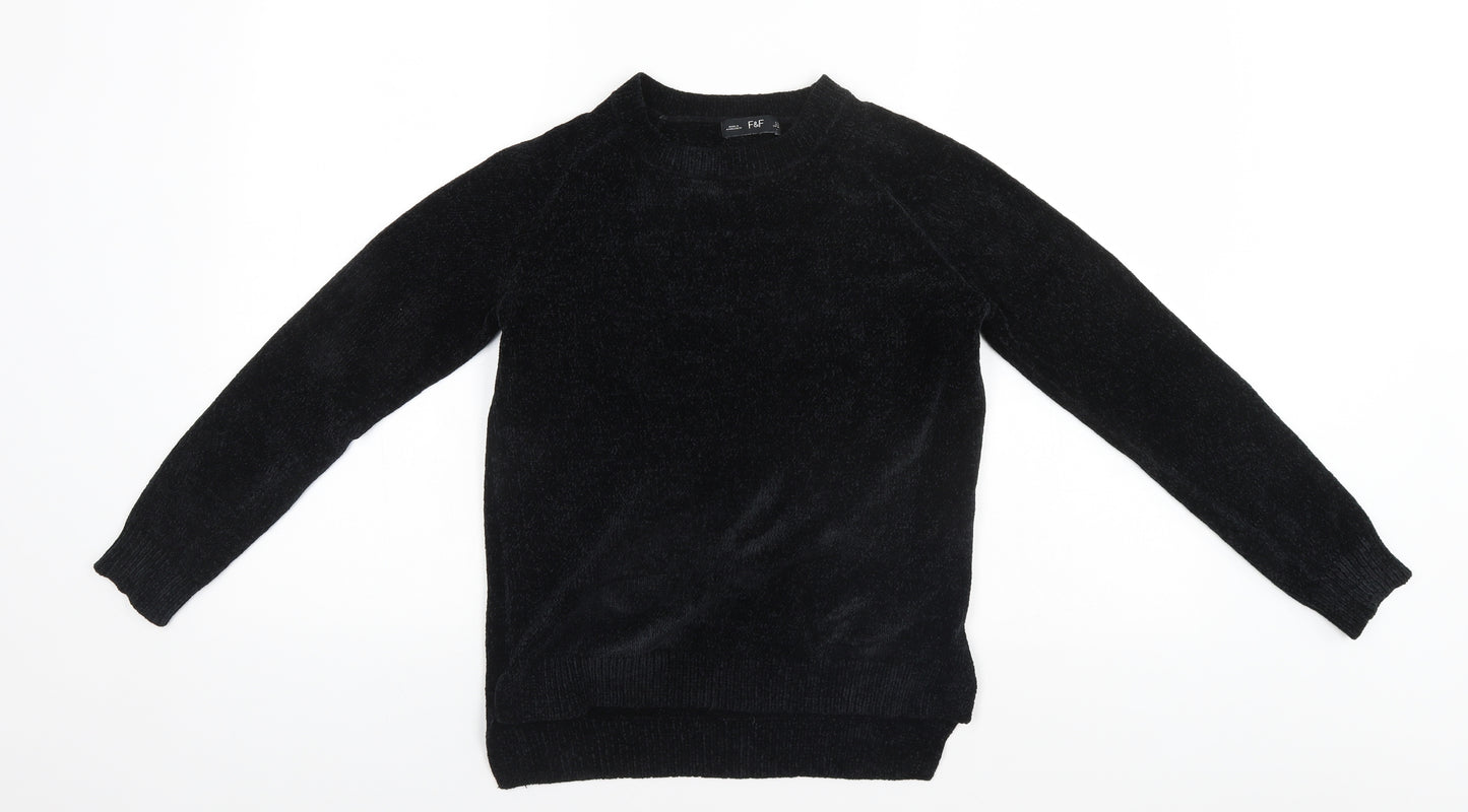 F&F Womens Black Round Neck  Polyester Pullover Jumper Size 6