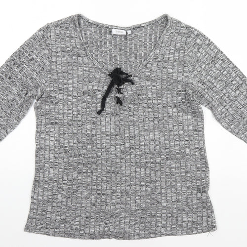 fransa Womens Silver Round Neck   Pullover Jumper Size L
