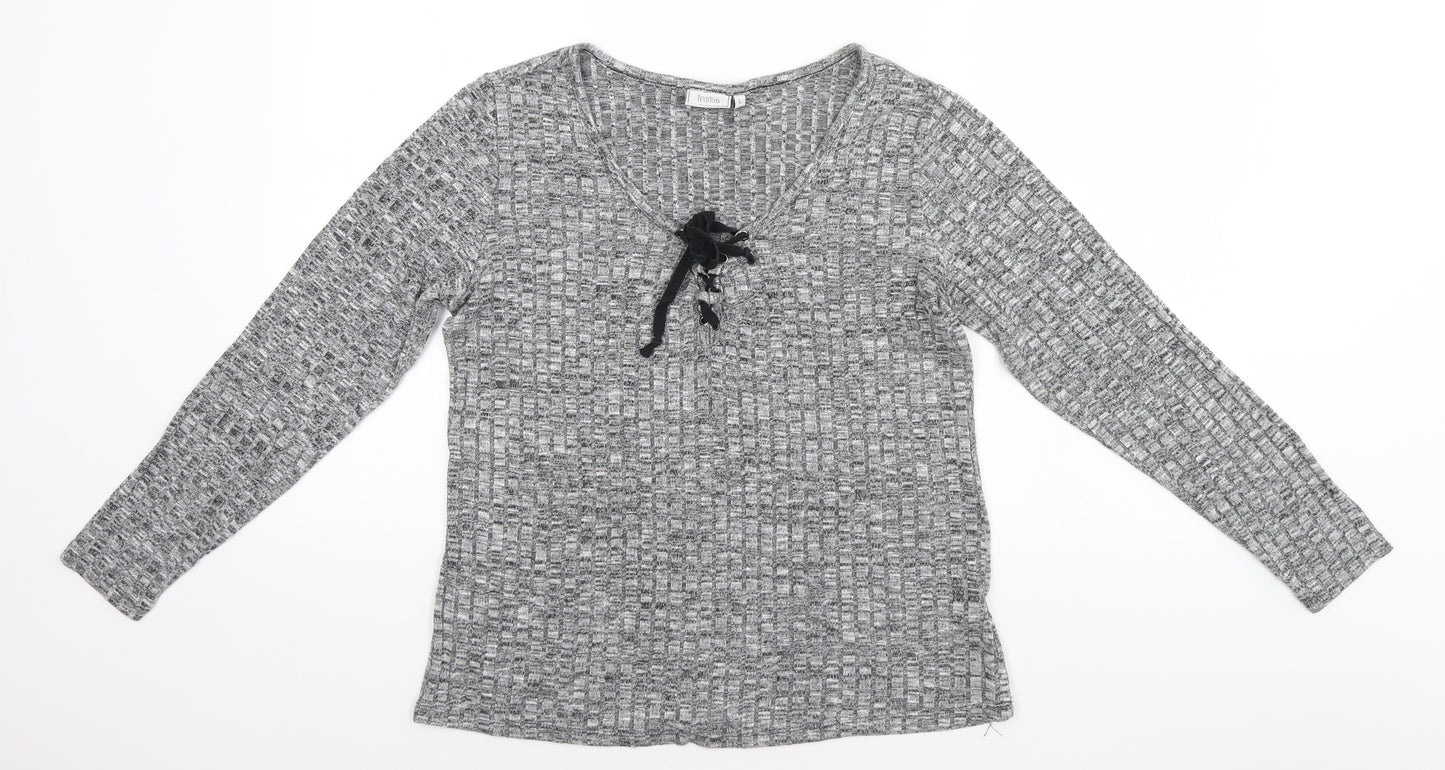 fransa Womens Silver Round Neck   Pullover Jumper Size L