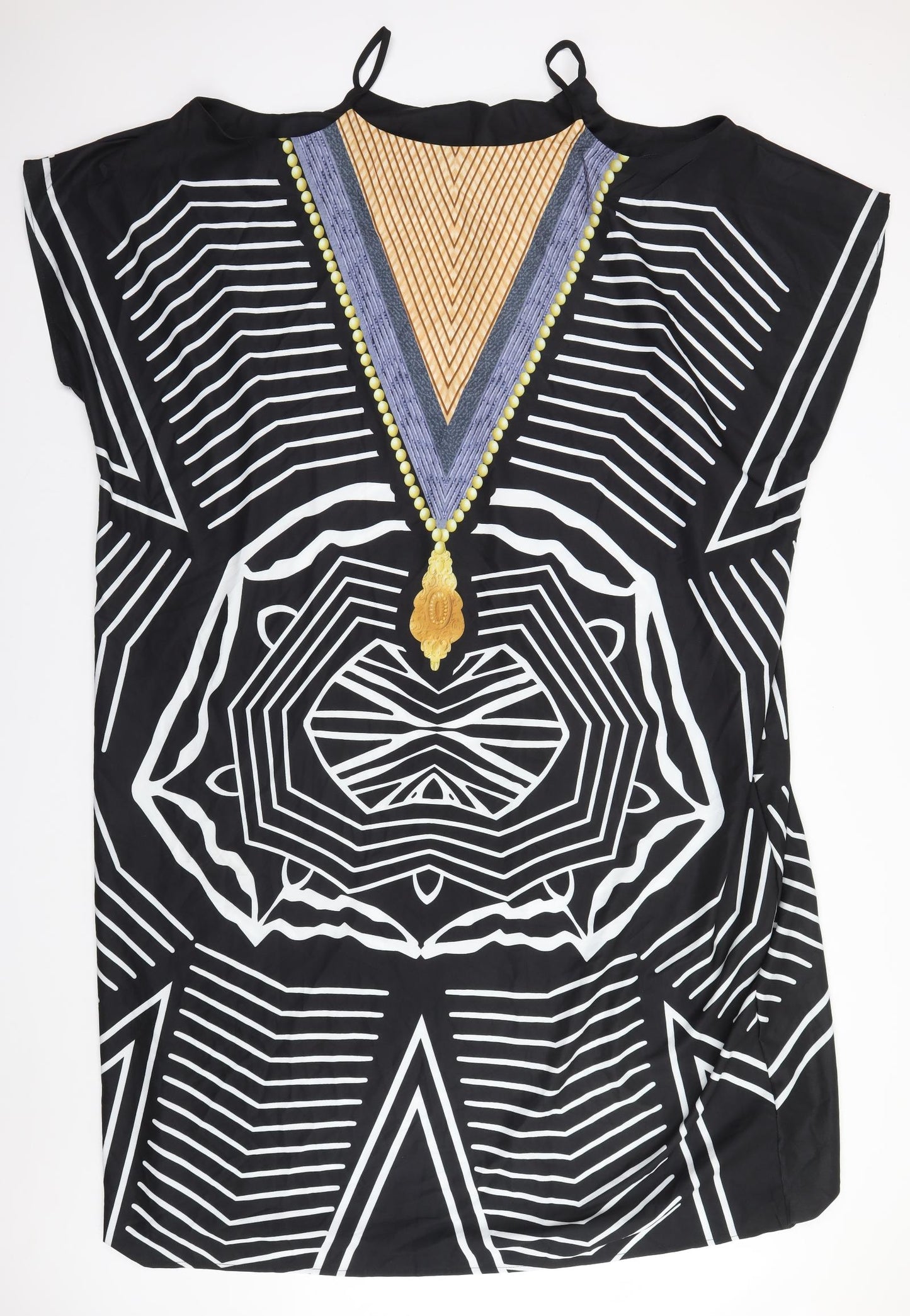 Preworn Womens Black Geometric  A-Line  Size 4XL Off the Shoulder
