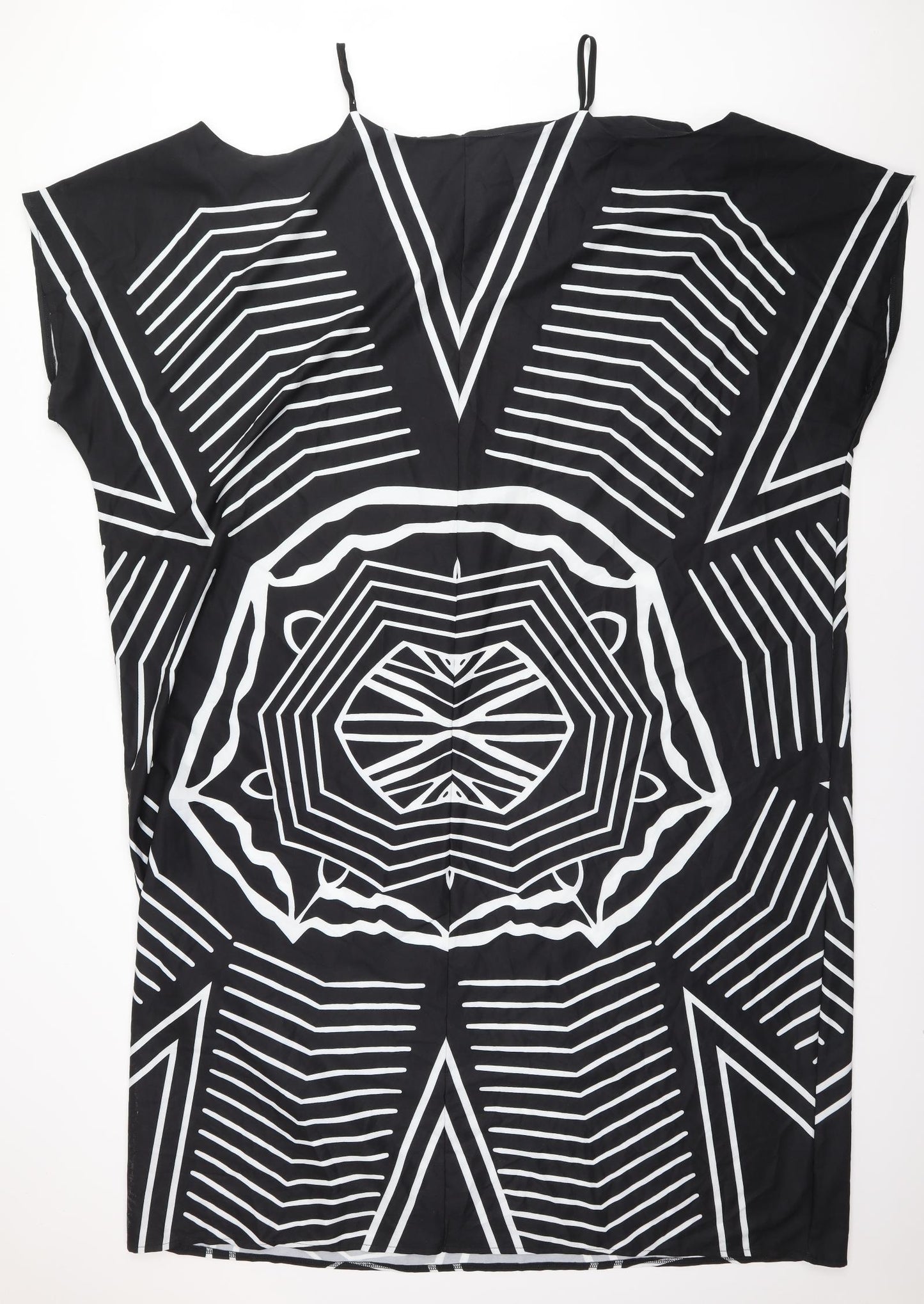 Preworn Womens Black Geometric  A-Line  Size 4XL Off the Shoulder