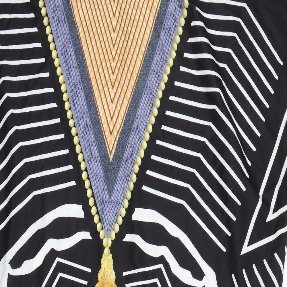 Preworn Womens Black Geometric  A-Line  Size 4XL Off the Shoulder