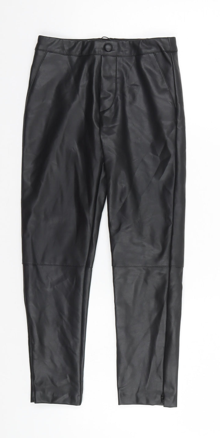 Zara Boys Black  Polyurethane Capri Trousers Size 8 Years  Regular