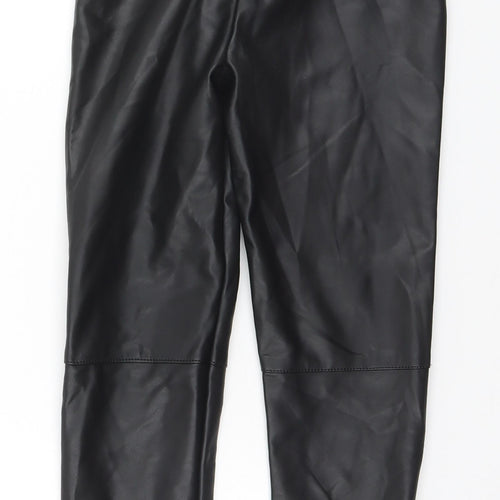 Zara Boys Black  Polyurethane Capri Trousers Size 8 Years  Regular