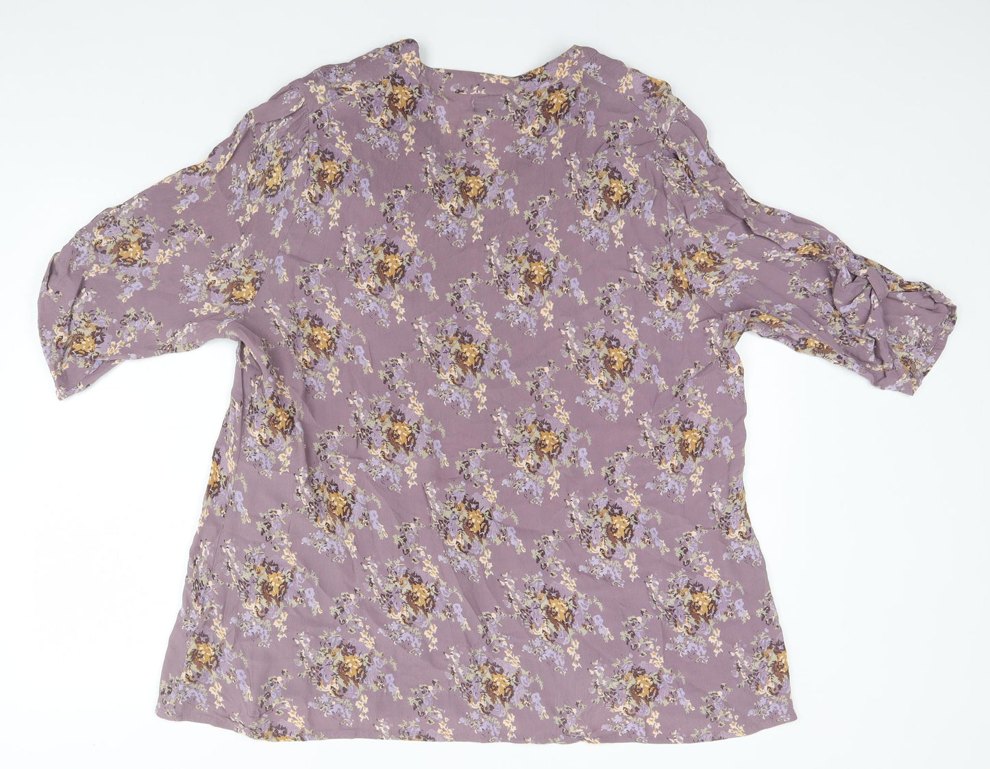 Matalan Womens Grey Floral Viscose Basic Button-Up Size 26 Collared
