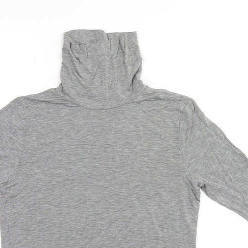 Marks and Spencer Womens Grey  Viscose Basic T-Shirt Size 14 Roll Neck