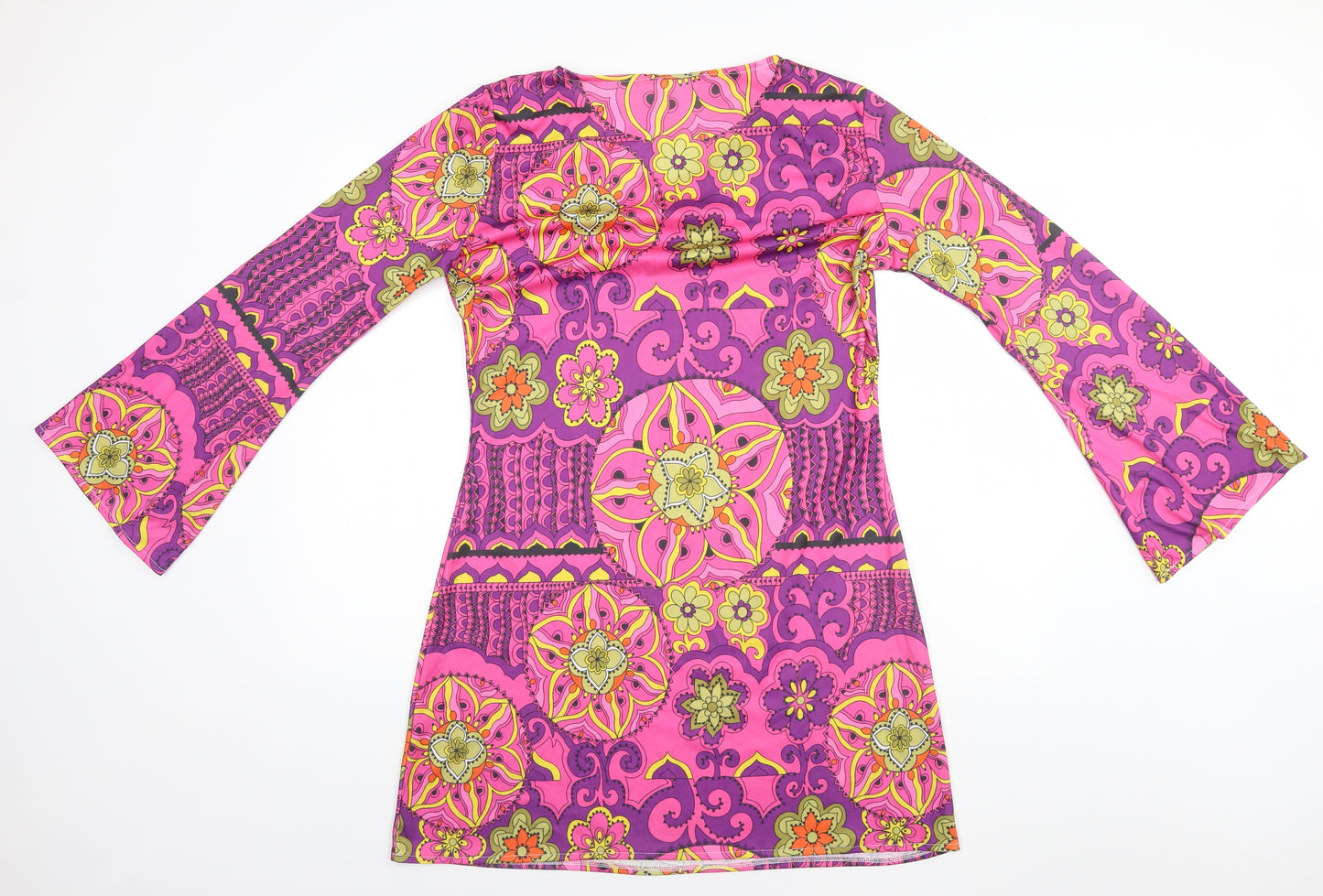 Smiffys Womens Pink Geometric Polyester A-Line  Size L V-Neck