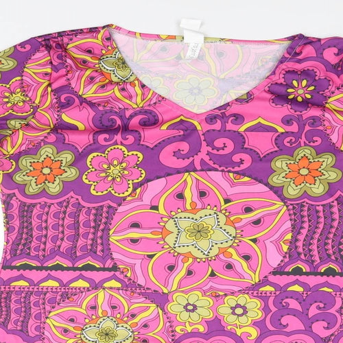 Smiffys Womens Pink Geometric Polyester A-Line  Size L V-Neck