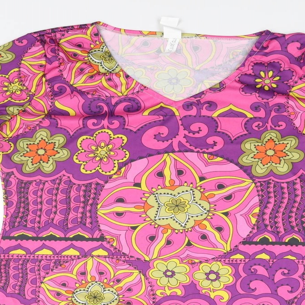 Smiffys Womens Pink Geometric Polyester A-Line  Size L V-Neck