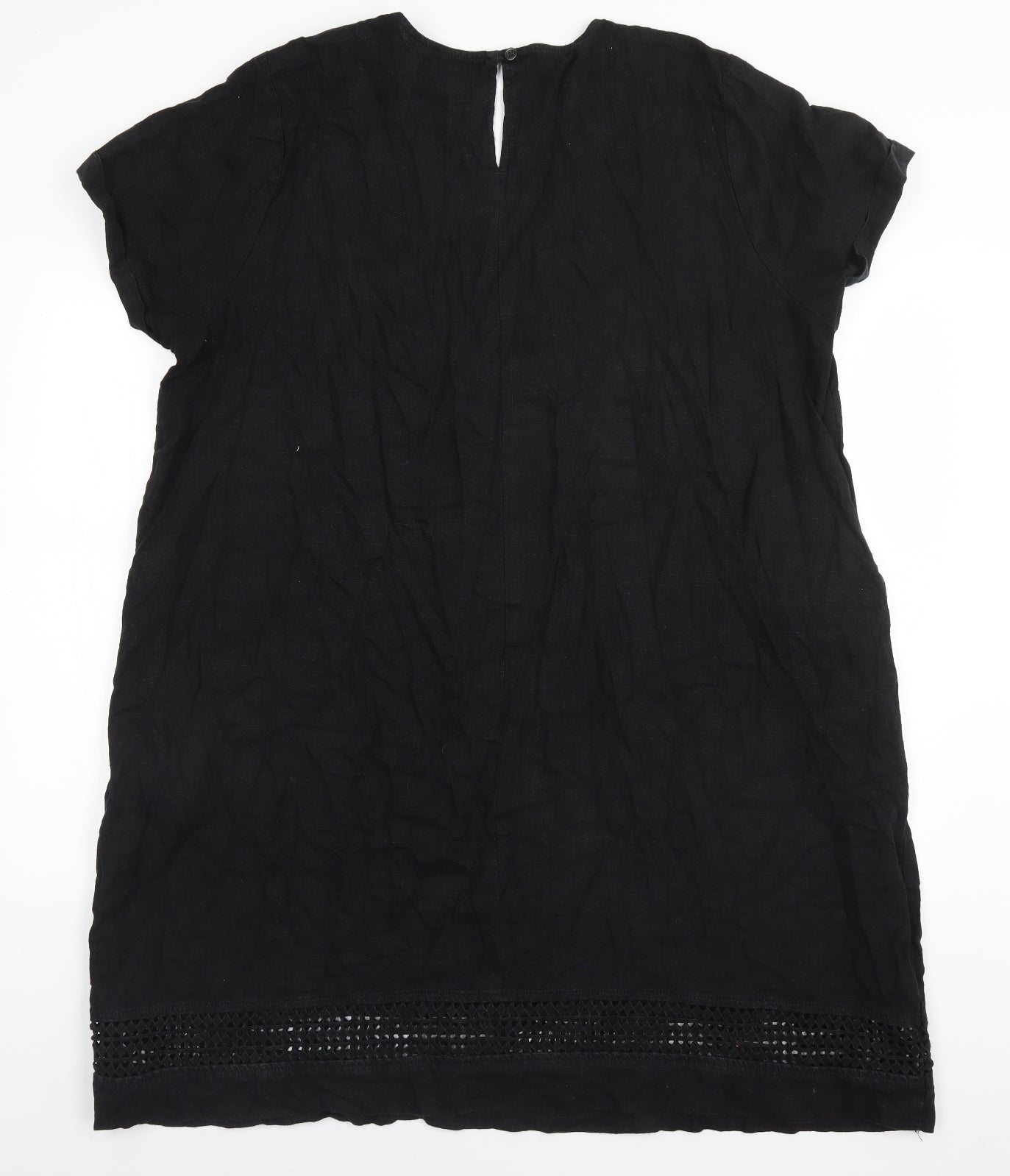 NEXT Womens Black  Linen A-Line  Size 24 V-Neck