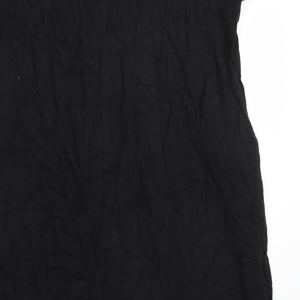 NEXT Womens Black  Linen A-Line  Size 24 V-Neck