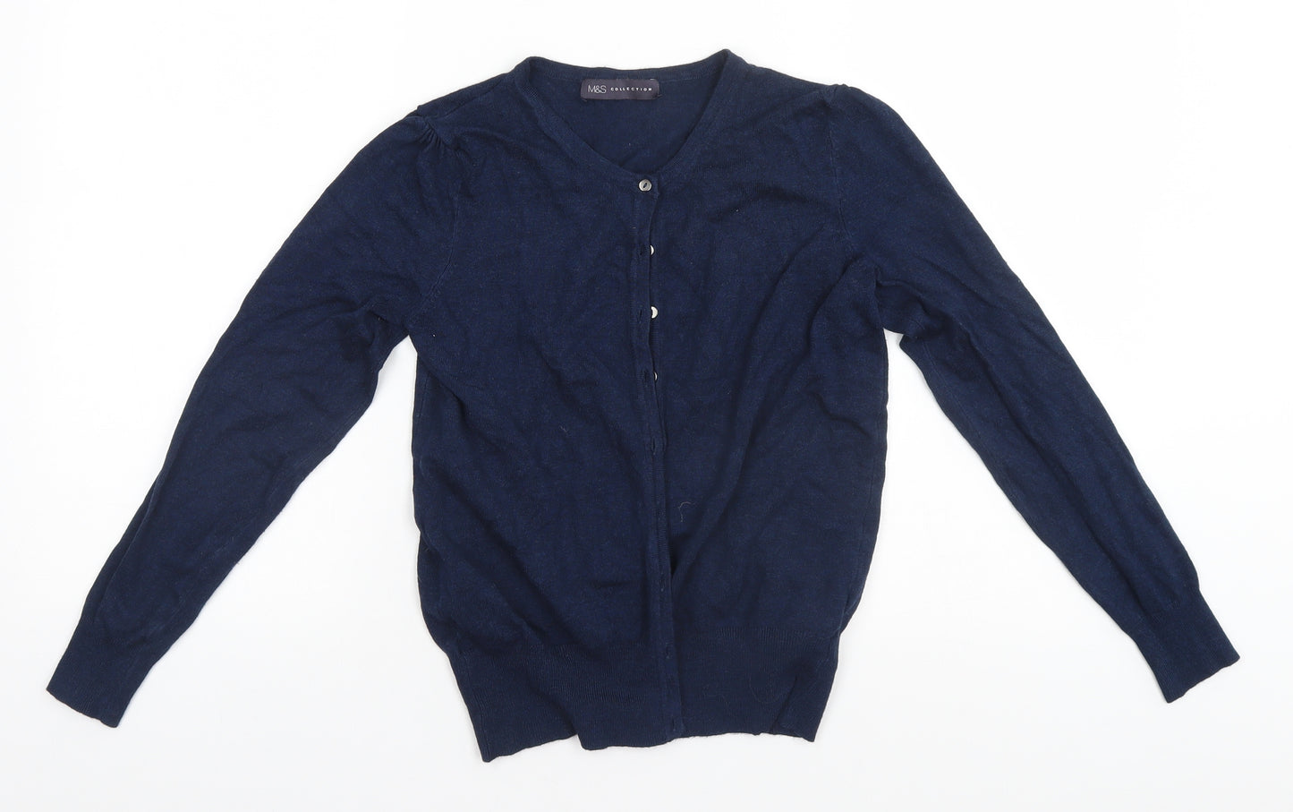 Marks and Spencer Womens Blue Round Neck  Viscose Cardigan Jumper Size 10