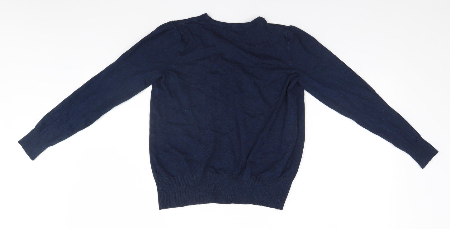 Marks and Spencer Womens Blue Round Neck  Viscose Cardigan Jumper Size 10