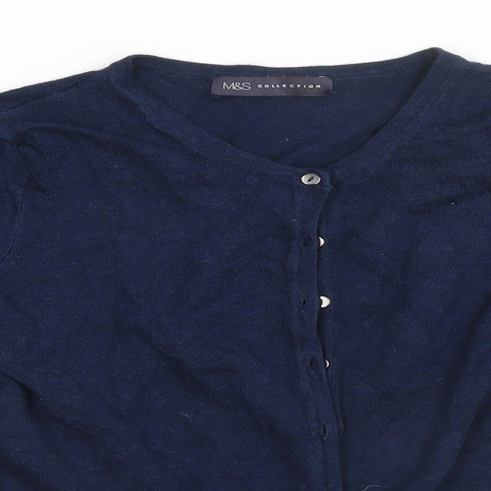 Marks and Spencer Womens Blue Round Neck  Viscose Cardigan Jumper Size 10