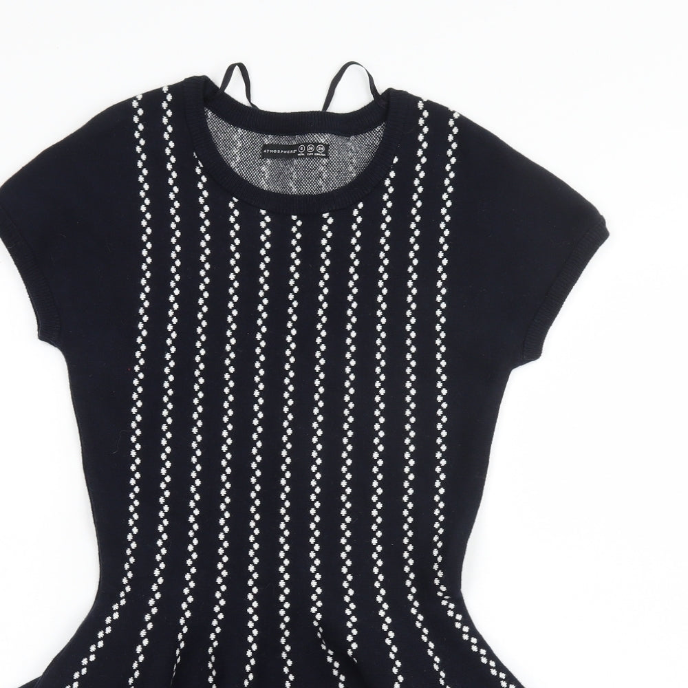 Atmosphere Womens Blue  Cotton Fit & Flare  Size 8 Round Neck