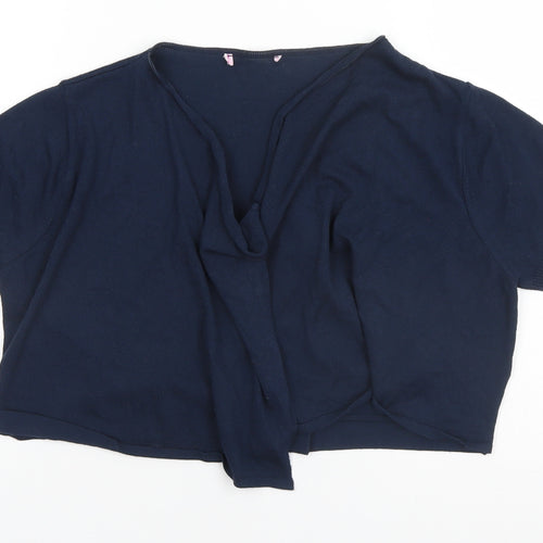 Per Una Womens Blue Round Neck  Viscose Cardigan Jumper Size 14