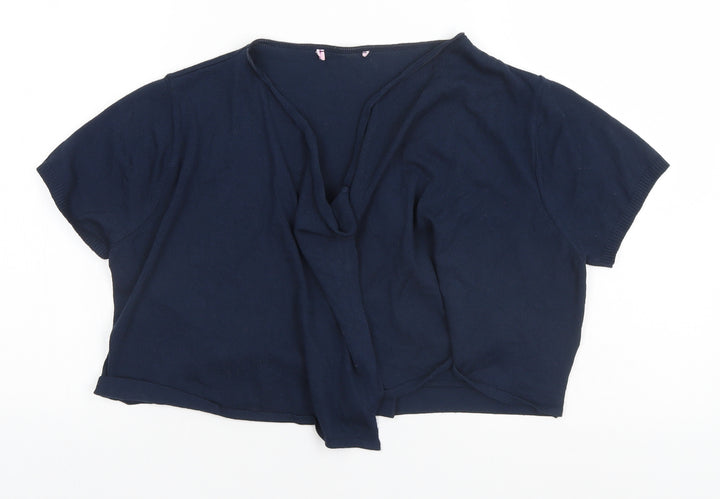 Per Una Womens Blue Round Neck Viscose Cardigan Jumper Size 14