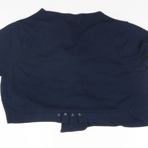 Per Una Womens Blue Round Neck  Viscose Cardigan Jumper Size 14