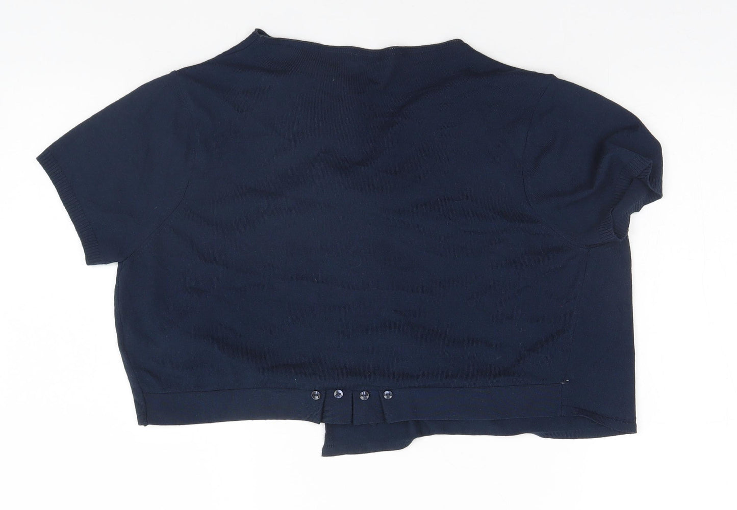 Per Una Womens Blue Round Neck  Viscose Cardigan Jumper Size 14