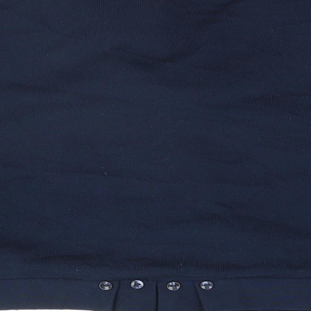 Per Una Womens Blue Round Neck  Viscose Cardigan Jumper Size 14