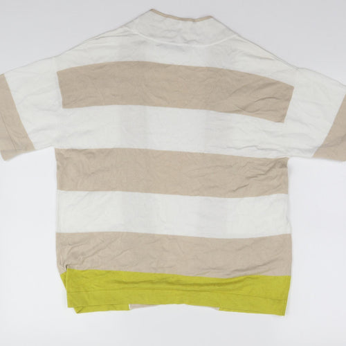 TU Womens White Round Neck Striped Viscose Cardigan Jumper Size 12