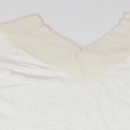 New Look Womens White V-Neck  Viscose Pullover Jumper Size 8