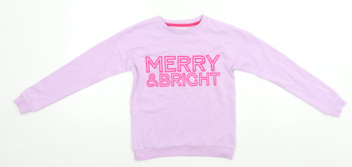 Nutmeg Girls Blue Round Neck Polyester Pullover Jumper Size 10-11 Years - Merry & Bright