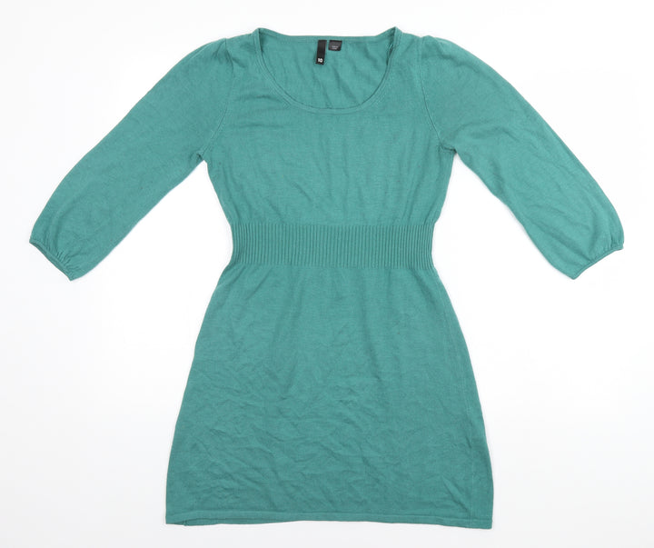 H&M Womens Green Acrylic A-Line Size 10 Round Neck