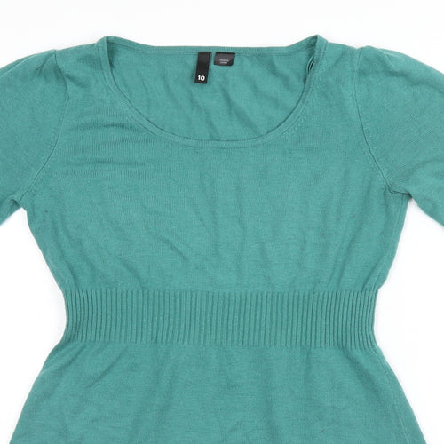 H&M Womens Green  Acrylic A-Line  Size 10 Round Neck