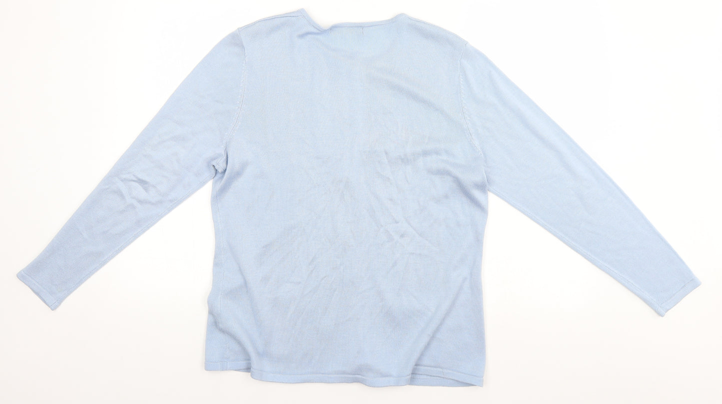 Bonmarché Womens Blue Round Neck  Acrylic Cardigan Jumper Size M
