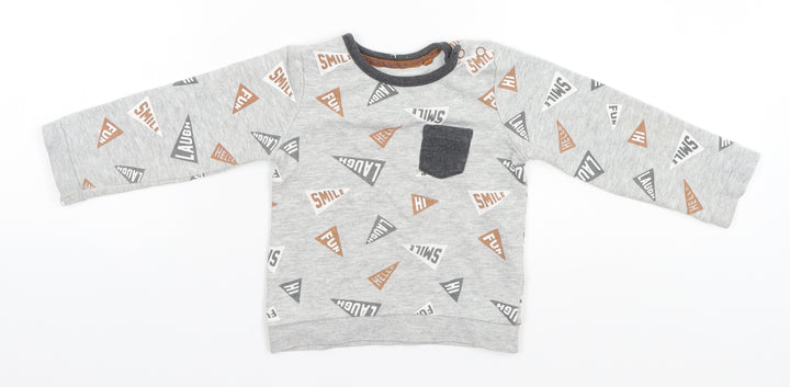 TU Baby Grey Cotton Pullover Jumper Size 9-12 Months