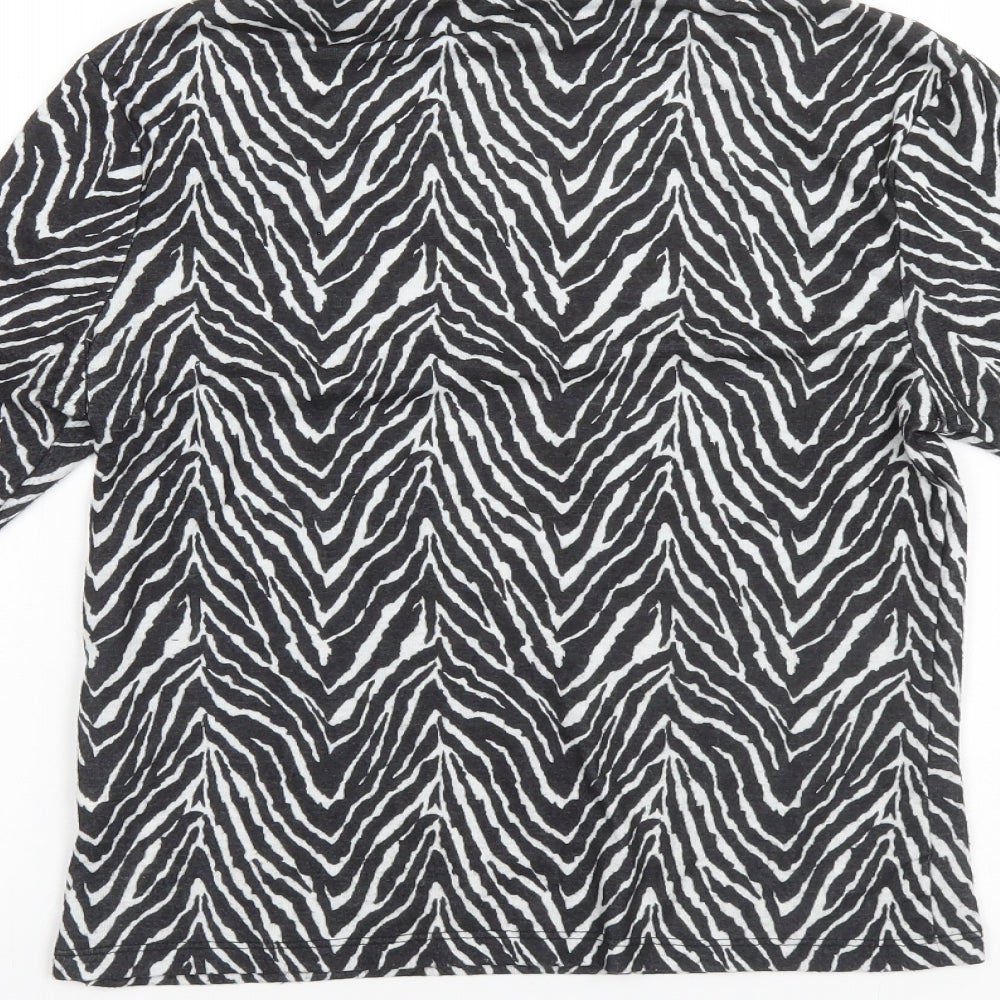 Primark Womens Black Roll Neck Animal Print Polyester Pullover Jumper Size 10