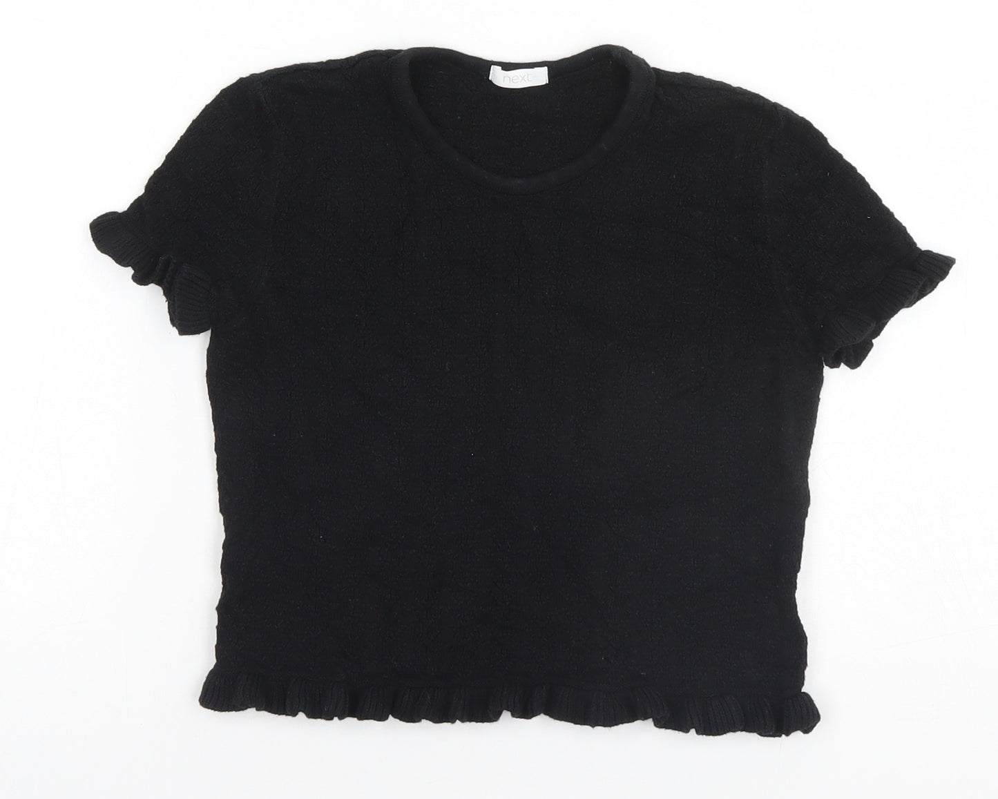 NEXT Girls Black  Cotton Basic T-Shirt Size 10 Years Round Neck
