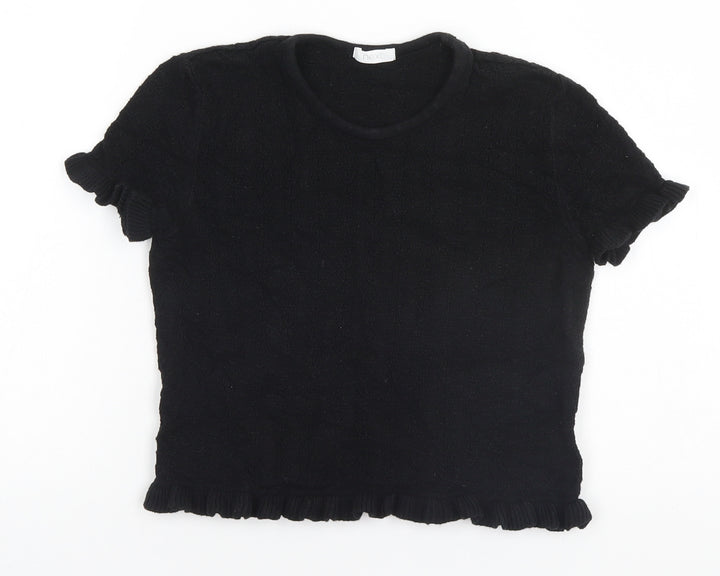 NEXT Girls Black  Cotton Basic T-Shirt Size 10 Years Round Neck