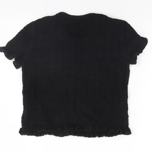 NEXT Girls Black  Cotton Basic T-Shirt Size 10 Years Round Neck