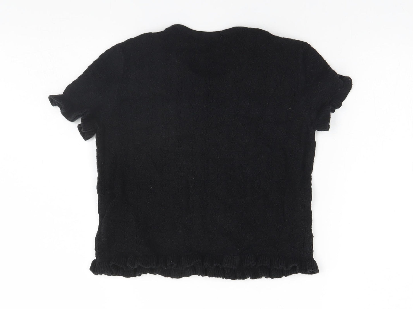 NEXT Girls Black  Cotton Basic T-Shirt Size 10 Years Round Neck