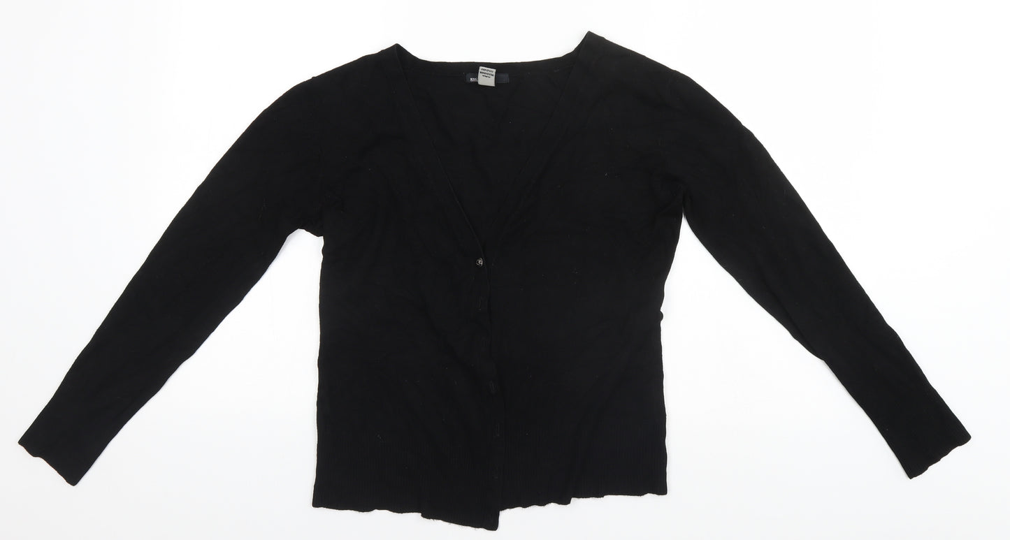 Preworn Womens Black Round Neck   Cardigan Jumper Size XL
