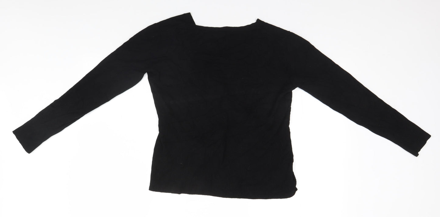 Preworn Womens Black Round Neck   Cardigan Jumper Size XL