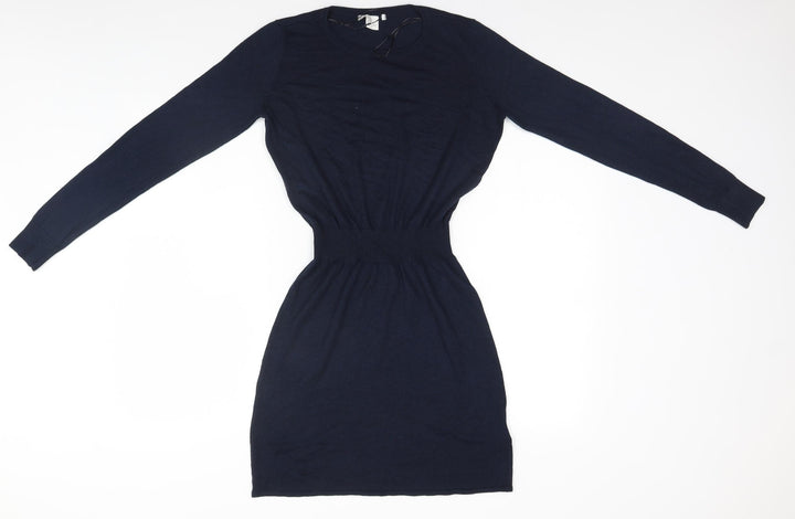 H&M Womens Blue  Polyester Fit & Flare  Size 6 Round Neck