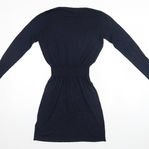 H&M Womens Blue  Polyester Fit & Flare  Size 6 Round Neck