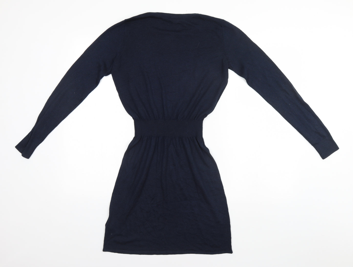 H&M Womens Blue  Polyester Fit & Flare  Size 6 Round Neck