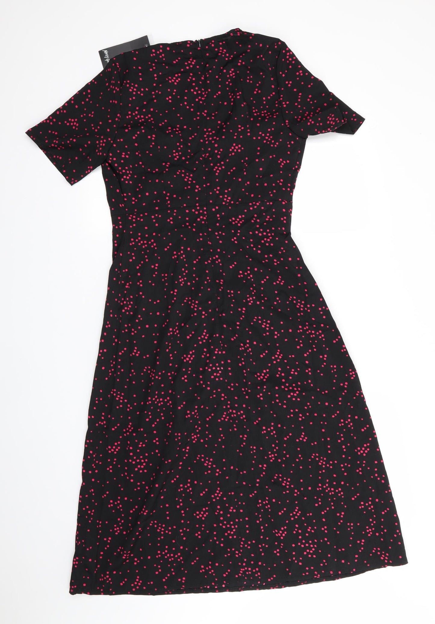 Nasty Girl Womens Black Polka Dot Polyester A-Line  Size 10  V-Neck  - Red Polka Sqaures Deep V Neck