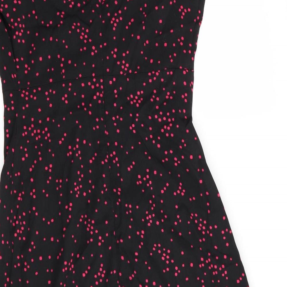 Nasty Girl Womens Black Polka Dot Polyester A-Line  Size 10  V-Neck  - Red Polka Sqaures Deep V Neck