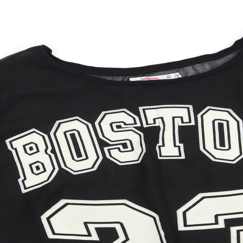 My Lefties Womens Black   Basic Blouse Size M Round Neck - Boston 23