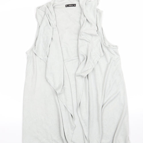 SheIn Womens Green   Gilet Waistcoat Size 6   - Sleeveless Pale Green Suede Effect Waterfall Waistcoat