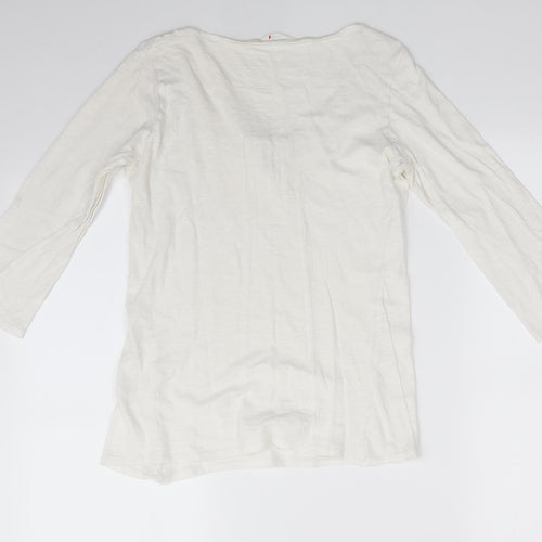 White Stuff Womens Ivory  Cotton Tunic Blouse  Round Neck - Details Neckline