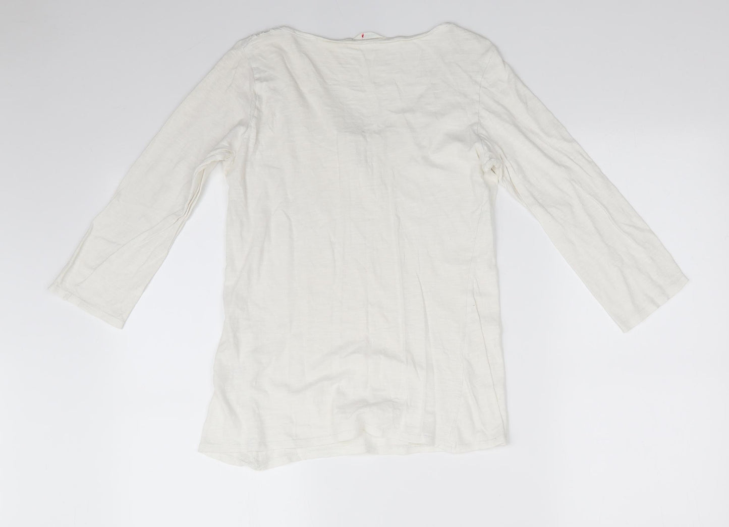 White Stuff Womens Ivory  Cotton Tunic Blouse  Round Neck - Details Neckline